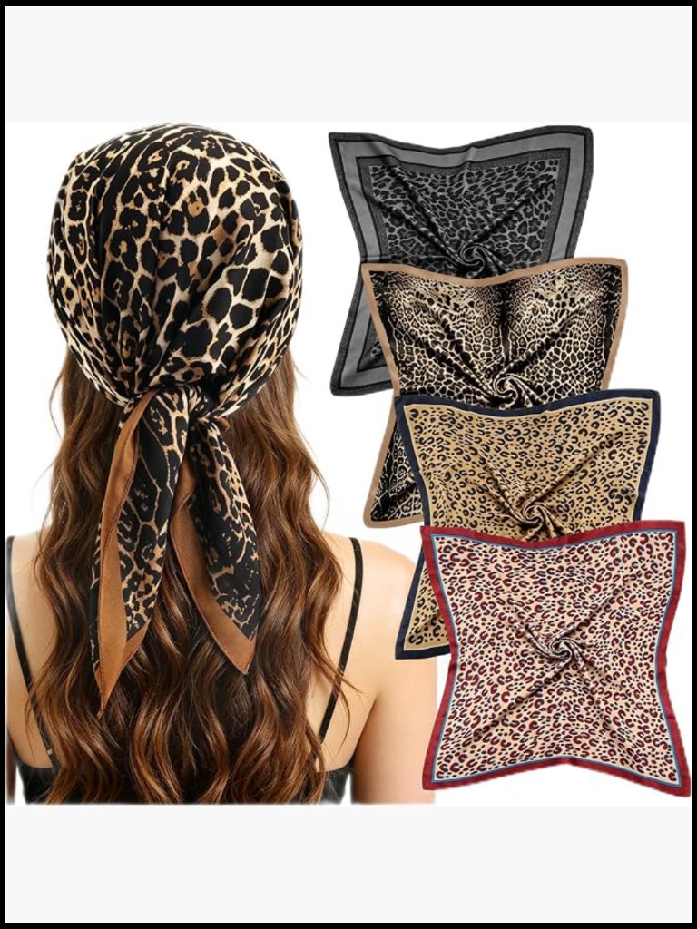 Silk Feeling Satin Square Scarves Set Of 4 Lightweight Bandana Fashion Neck